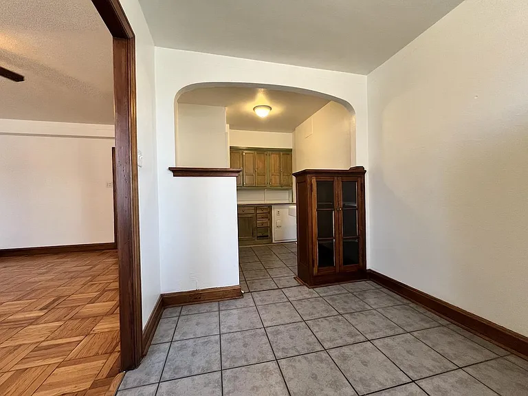 View of kitchen from dining area.
