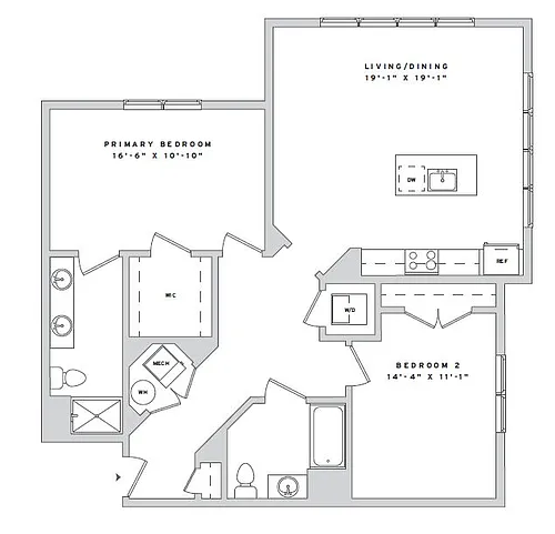 Floor plan 2 Bd 2B3