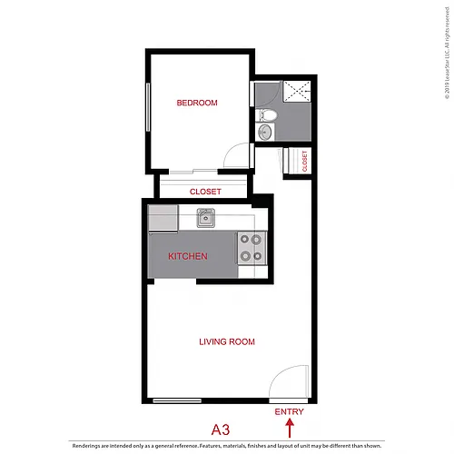 Floor plan 1 Bed 1 Bath
