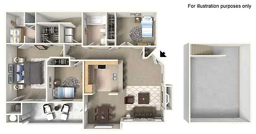 Floor plan PLAN D + 2 Car Garage
