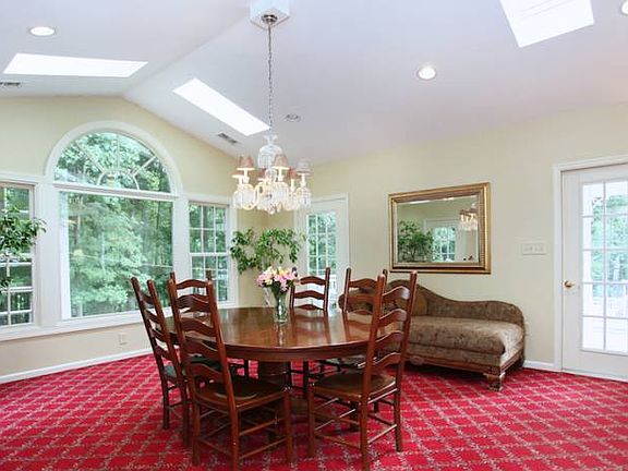 dining room with skylight