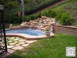 Oversized spa with waterfall