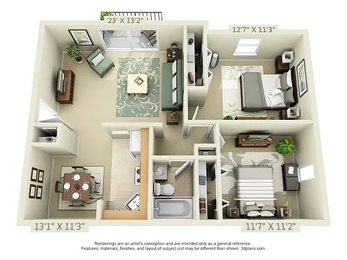 Floor plan Two Bedroom Deluxe