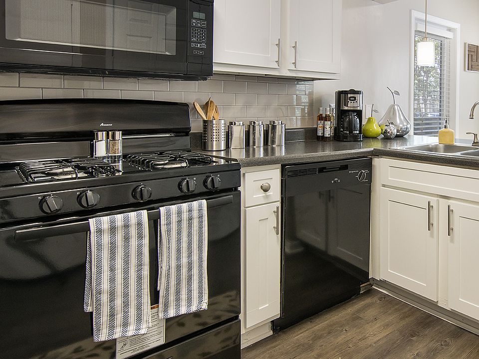 Kitchen with sleek black appliances
