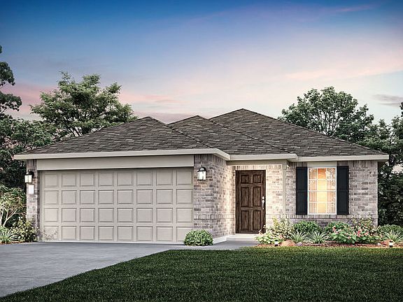 The Hewitt, a one-story home with 2-car garage, shown with Home Exterior N