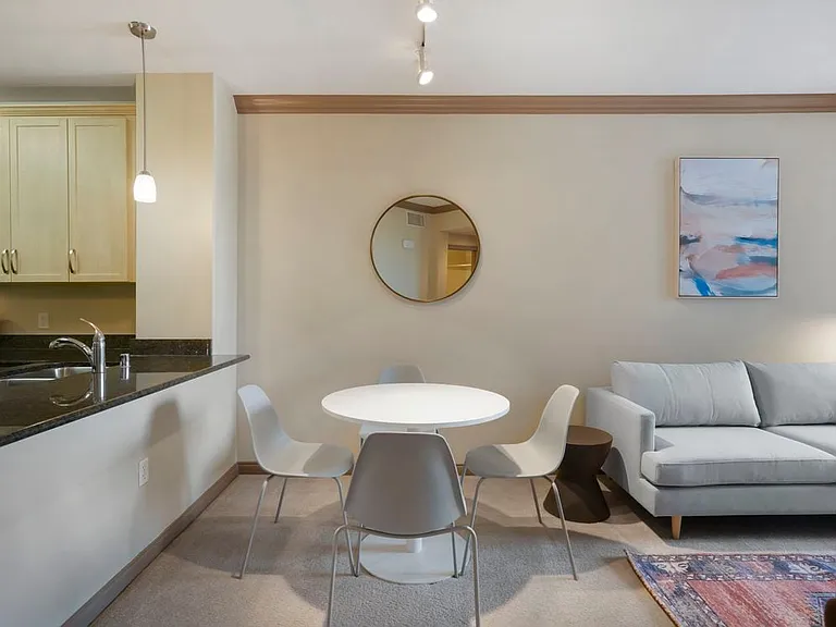 Furnished+ apartment homes include a dining set (Representative Image exact items and style of furnishings may vary)
