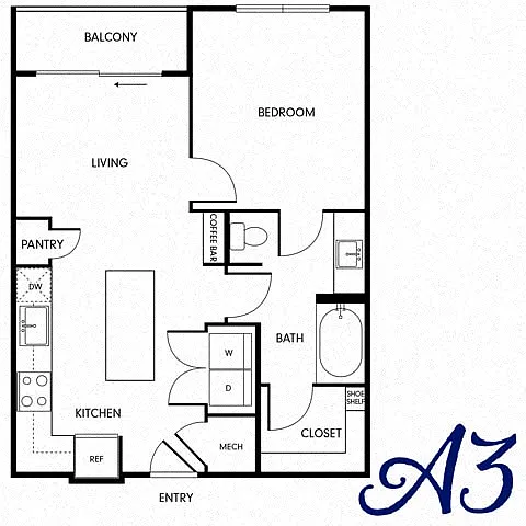 Floor plan One-Bedroom (A3)