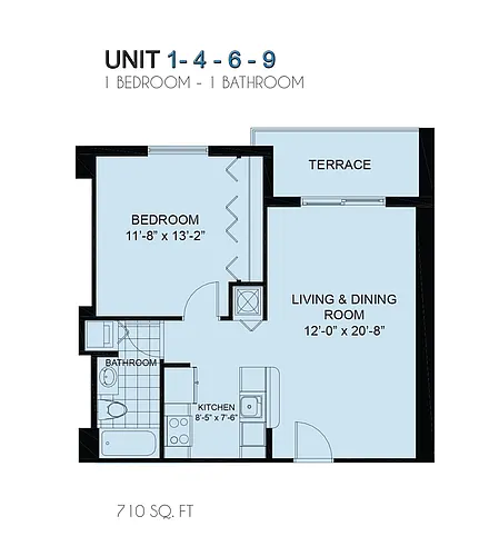 Floor plan 1 Bed - 1 Bath