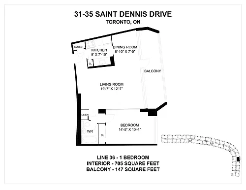 Floor plan 1 Bedroom 1 Bed 1 Bath 14