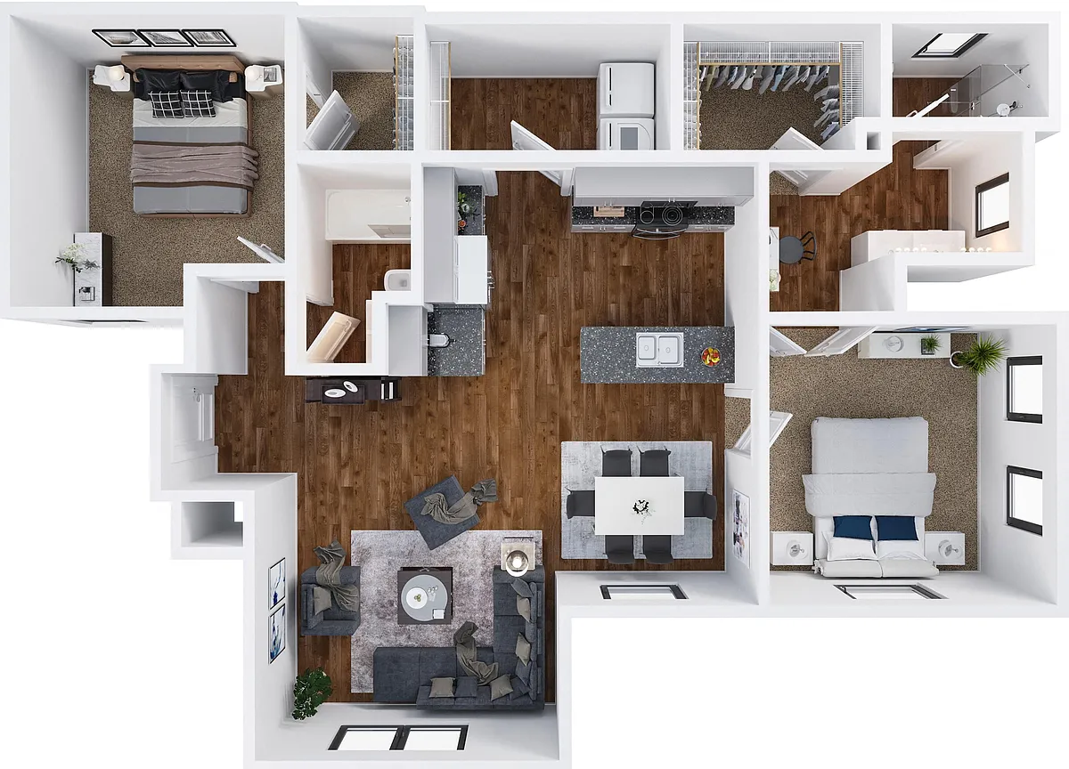 Floor plan B Two Bedroom, Two Bath