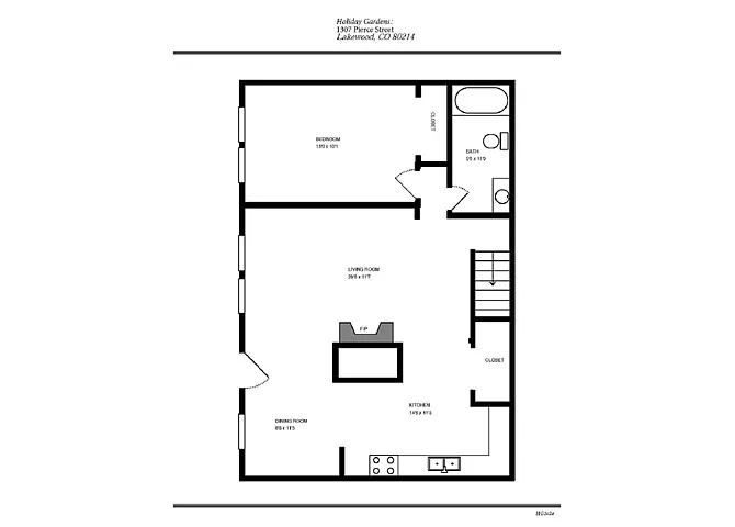 Floor plan HOLIDAY GARDENS- THREE BEDROOM TWO BATH- A
