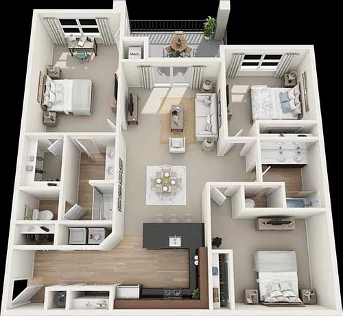 Floor plan 3 Bed Highwoods