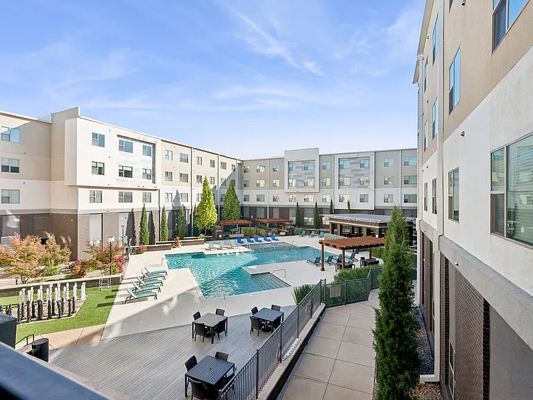 Balcony Views of the Pool and Courtyard