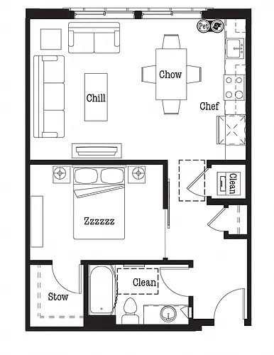 Floor plan Urban One Bedroom U1