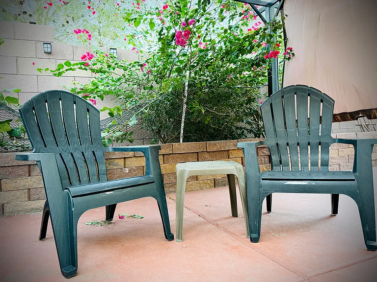 Seating for two as you enjoy the great weather.