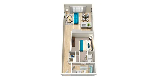 Floor plan A3 807sf 1/1