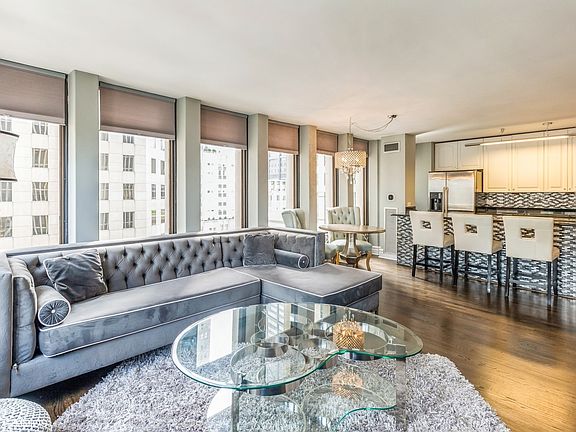 Living room with open concept kitchen