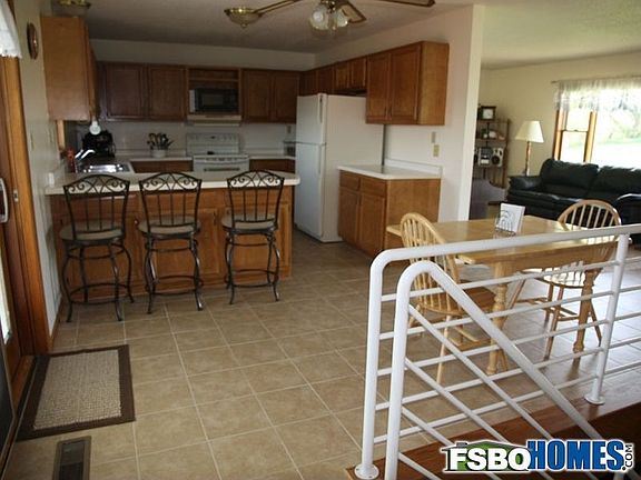 Kitchen, dining room and living room