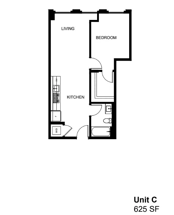 Floor plan C C-Rev - 1 Bedroom