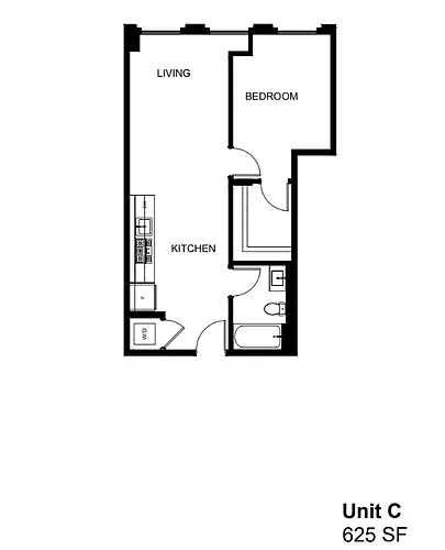 Floor plan C C-Rev - 1 Bedroom