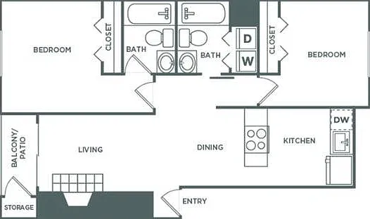 2bx2b | 970 sq ft 2bx2b | 970 sq ft