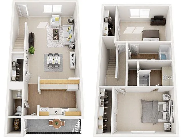 Floor plan 2BR/2.5BA Townhouse
