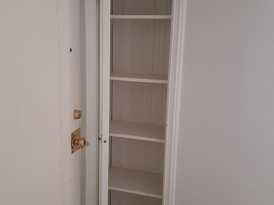Linen closet right outside bathroom
