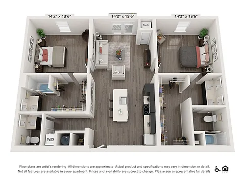 Floor plan Albert - 2 Bedrooms 1288