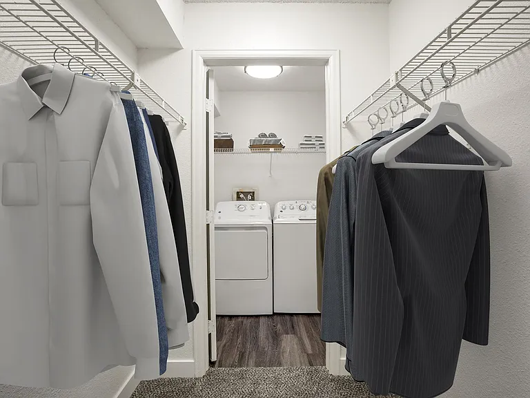 Our Walk-In Closets with In-Unit Wash and Dryer at Horizon East Apartments