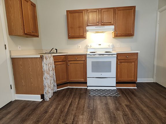 Kitchen has new flooring.