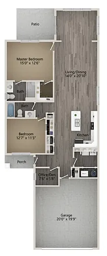 Floor plan Single Family 2 Bed 2 Bath with sunroom