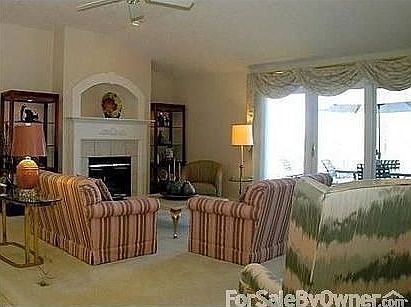 Great room : Upper level great room with gas fireplace, and walk out to deck