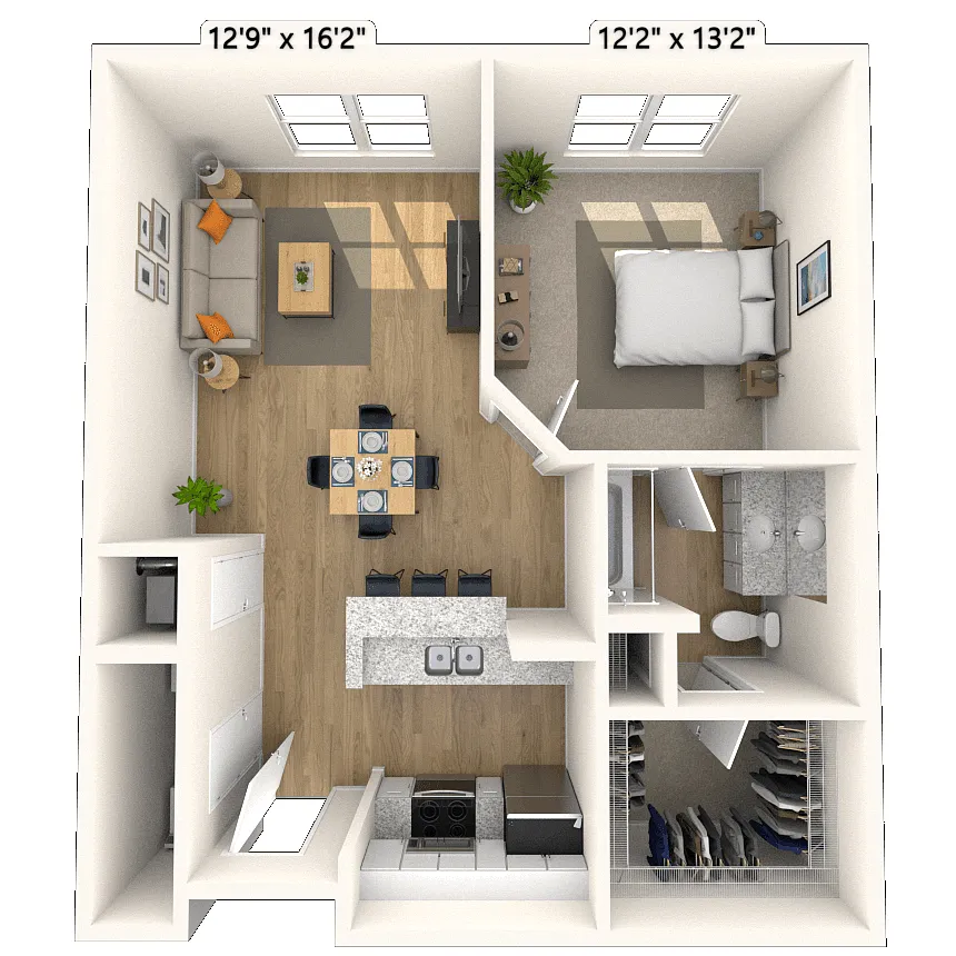 Floor plan Loft 1x1 761 SF