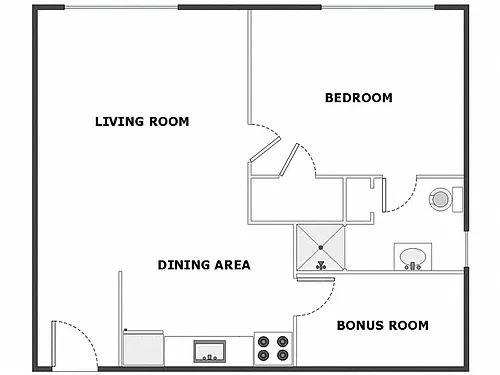 Floor plan 1 Bed / 1 Bath: Type C