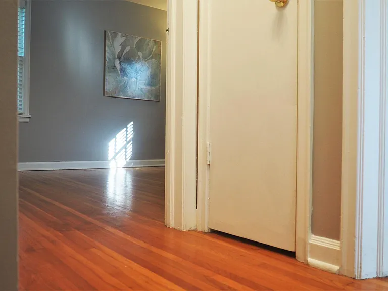 Master bedroom and linen closet from stairs.