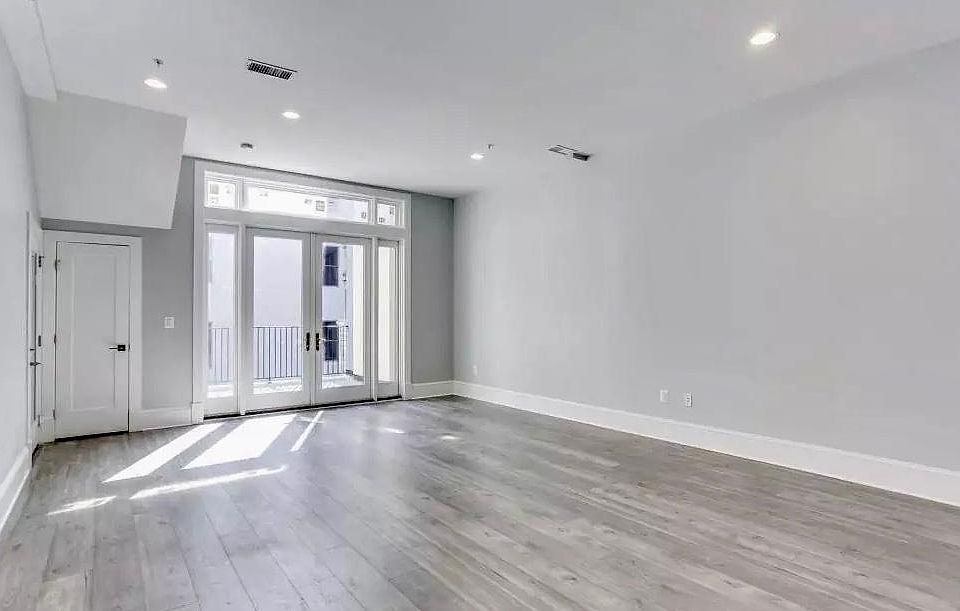 Main living area facing balcony