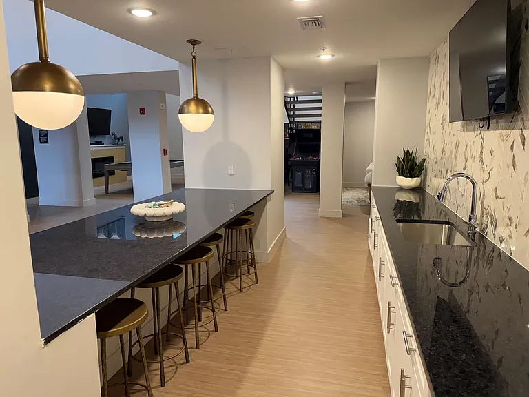Modern resident-only kitchen area