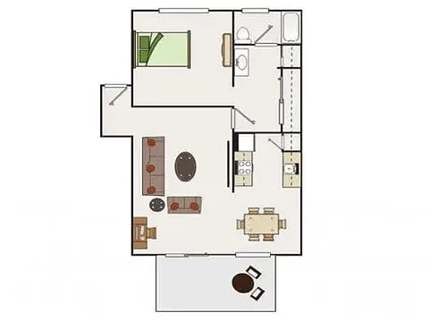 Floor plan 1 Bed 1 Bath C