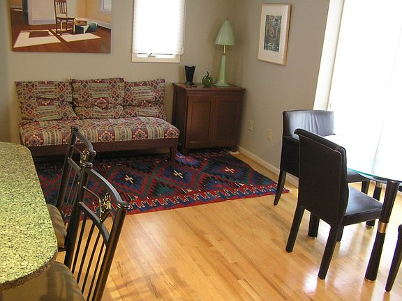Spacious, sunlit gathering room off kitchen