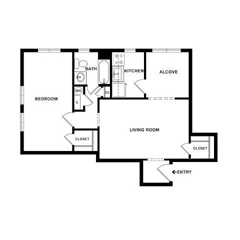 Floor plan 1 BDRM - A2A
