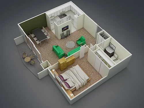 Floor plan One Bedroom Deluxe