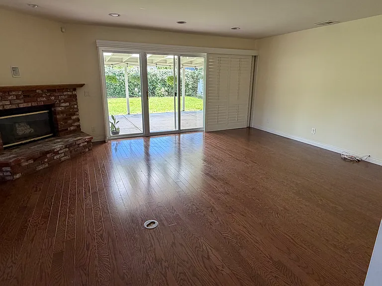 Family Room with wood burning firepalce