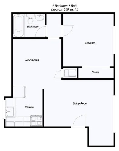 Floor plan 301-1 BDRM 1BTH