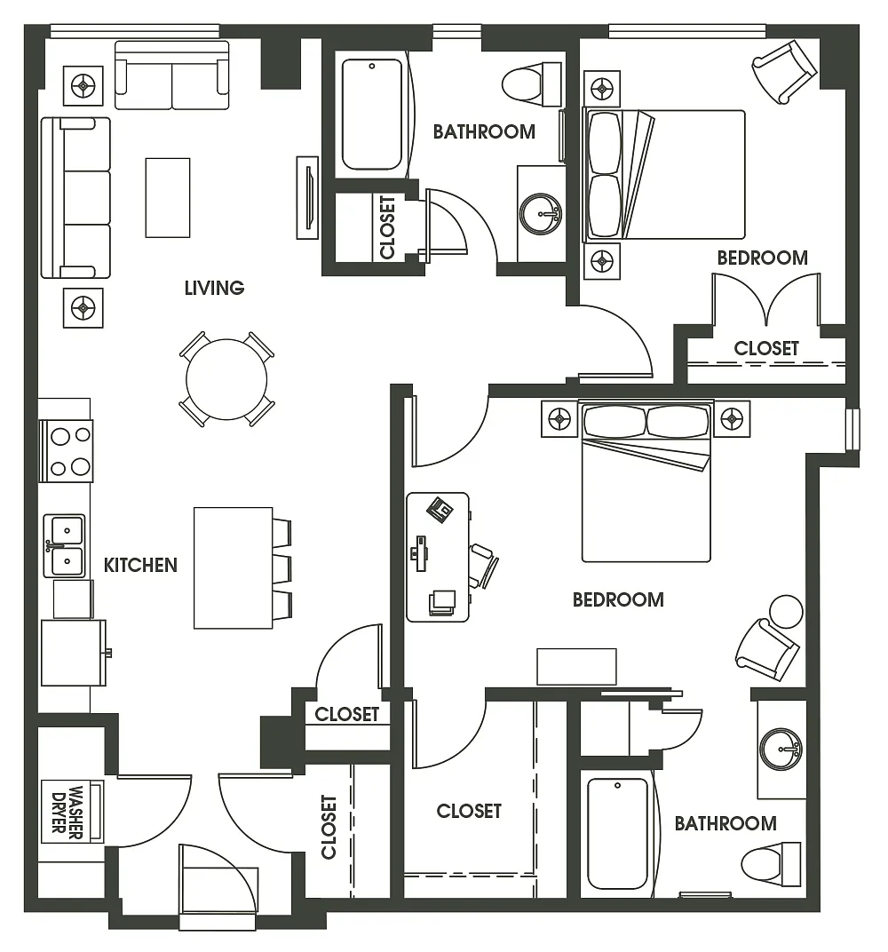 Floor plan 2 Bed 2 Bath B12