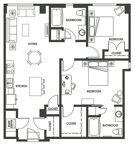 Floor plan 2 Bed 2 Bath B12