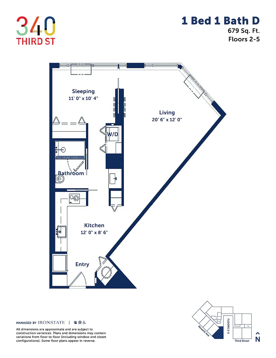 Floor plan 1 Bed 1 Bath D