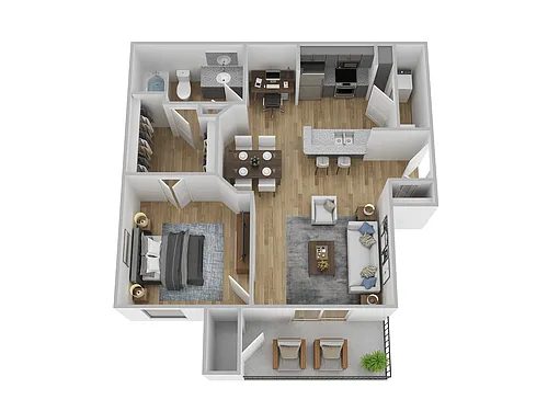 Floor plan 1 Bed, 1 Bath A