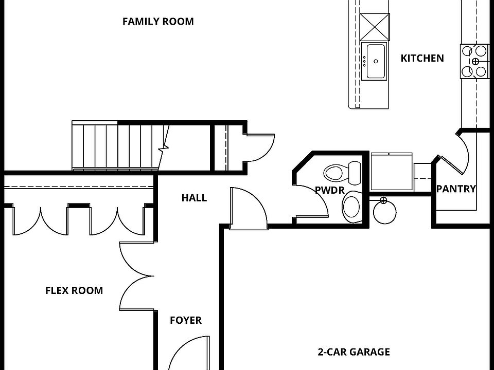 The first floor of the Hartford has the chef ready kitchen and spacious family room.