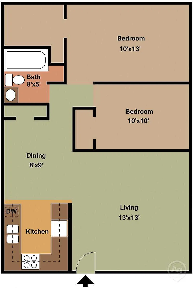 Floor plan 2 BED 1 BATH LARGE