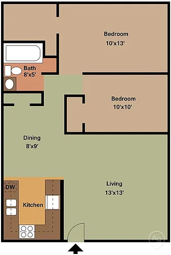 Floor plan 2 BED 1 BATH LARGE